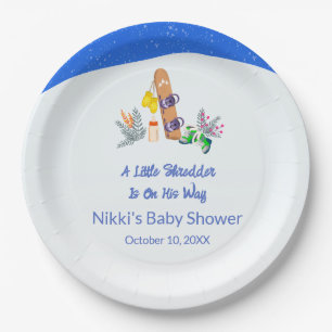 A Little Shredder Snowboard Paper Plate