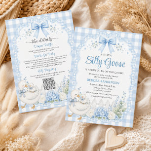 A Little Silly Goose Blue All in One Baby Shower Invitation