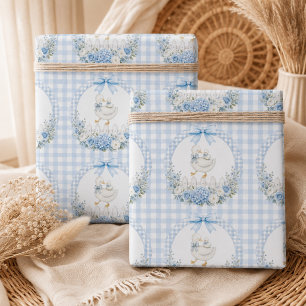 A Little Silly Goose Blue Cottagecore Wrapping Paper