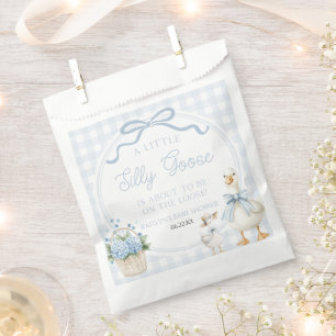 A Little Silly Goose Blue Floral Bow Baby Shower Favour Bag