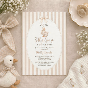 A Little Silly Goose Bow Neutral Baby Shower Invitation