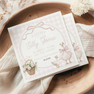 A Little Silly Goose Pink Floral Bow Baby Shower Napkin