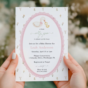 A Little Silly Goose Pink Girl Baby Shower Invitation