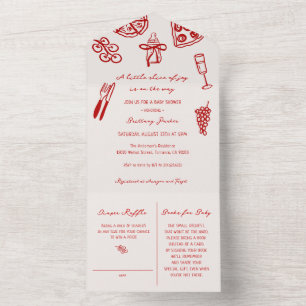 A Little Slice of Joy Pizza Baby Shower All In One Invitation