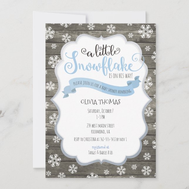 A Little Snowflake Baby Shower Invitation (Front)