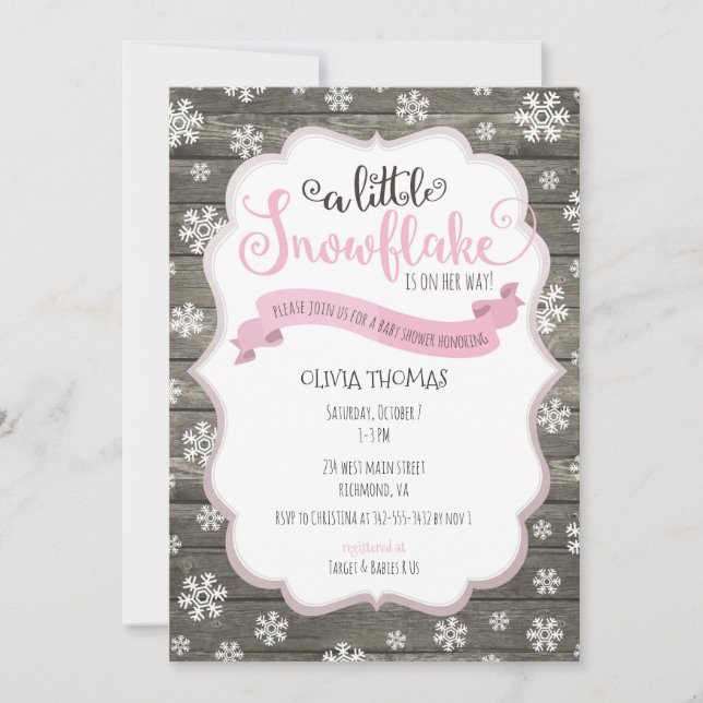 A Little Snowflake Baby Shower Invitation (Front)