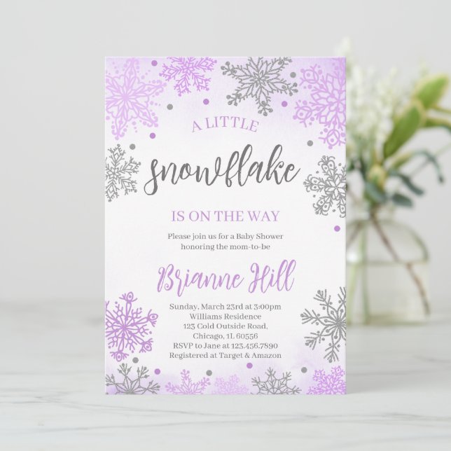 A little Snowflake Baby Shower Invitation (Standing Front)
