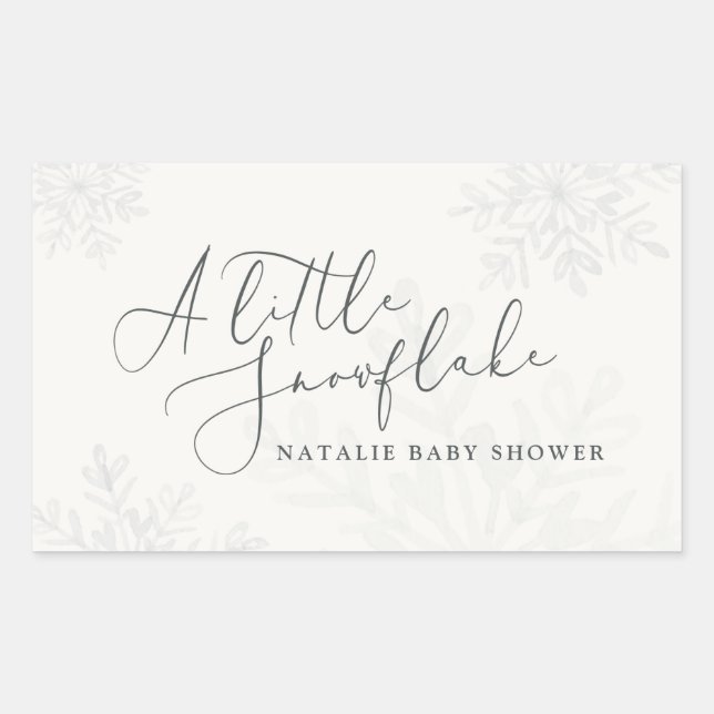 A little snowflake baby shower rectangular sticker (Front)