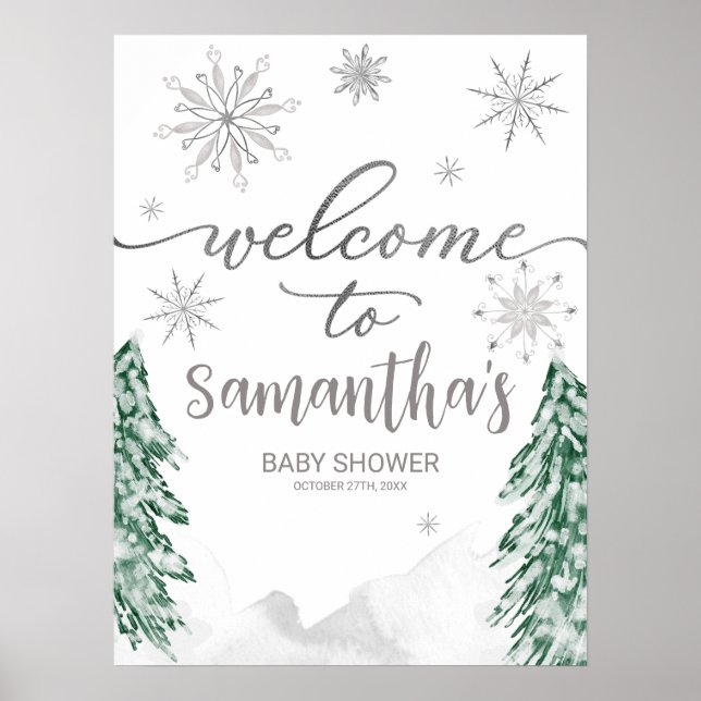 A little Snowflake Baby Shower Welcome Sign (Front)
