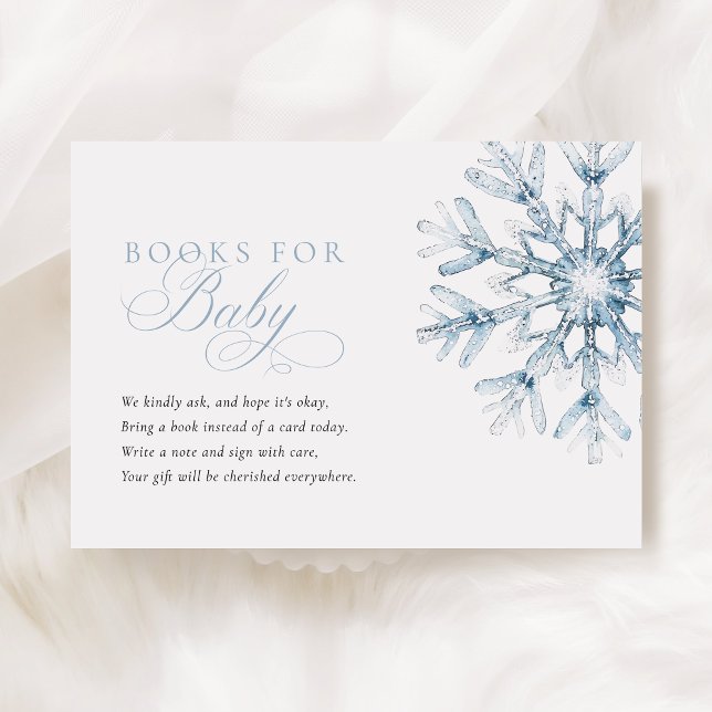 A Little Snowflake Blue Baby Shower Books for Baby Enclosure Card (Creator Uploaded)