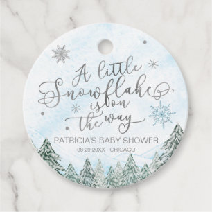 A little Snowflake Blue Baby Shower Favour Tags