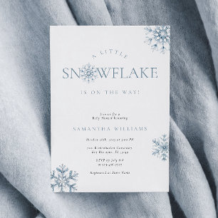 A Little Snowflake Blue Baby Shower Invitation