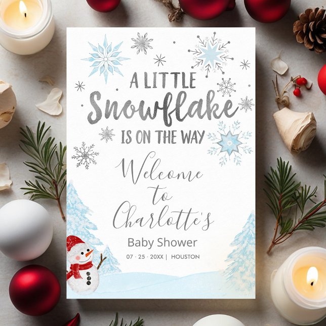 A little snowflake Blue Baby Shower Invitation (Creator Uploaded)