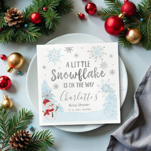 A little snowflake Blue Baby Shower Napkin