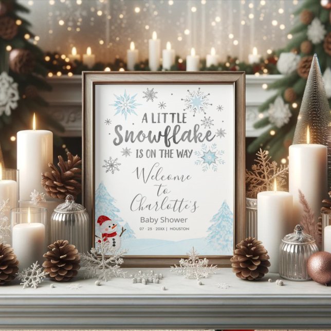 A little snowflake Blue Baby Shower Welcome Sign (Creator Uploaded)
