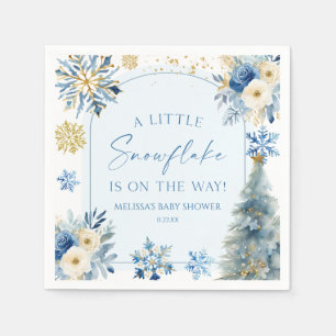 A Little Snowflake Blue Winter Baby Shower Napkin
