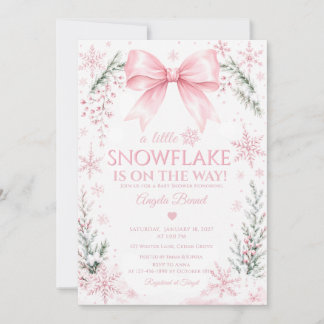 A Little Snowflake Blush Pink Winter Baby Shower Invitation