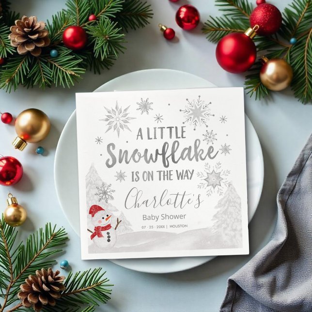 A little snowflake Grey Baby Shower Napkin (Creator Uploaded)