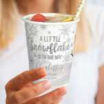 A little snowflake Grey Baby Shower Paper Cups<br><div class="desc">Adorable calligraphy with snowflakes,  winter-themed baby shower invitations. Easy to personalised with your details. Check the collection to find matching items as enclosure cards.</div>