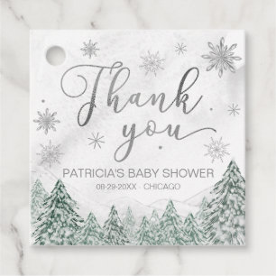 A little Snowflake Grey Baby Shower Thank You Favour Tags