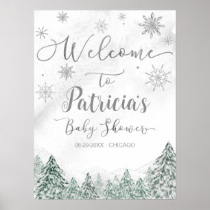 A little Snowflake Grey Baby Shower Welcome Sign