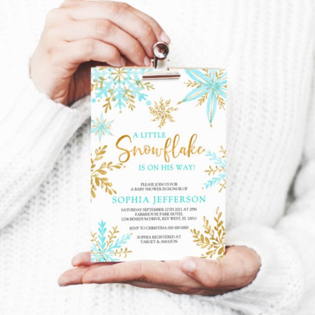 A Little Snowflake Is On His Way Baby Shower Invitation (Creator Uploaded)