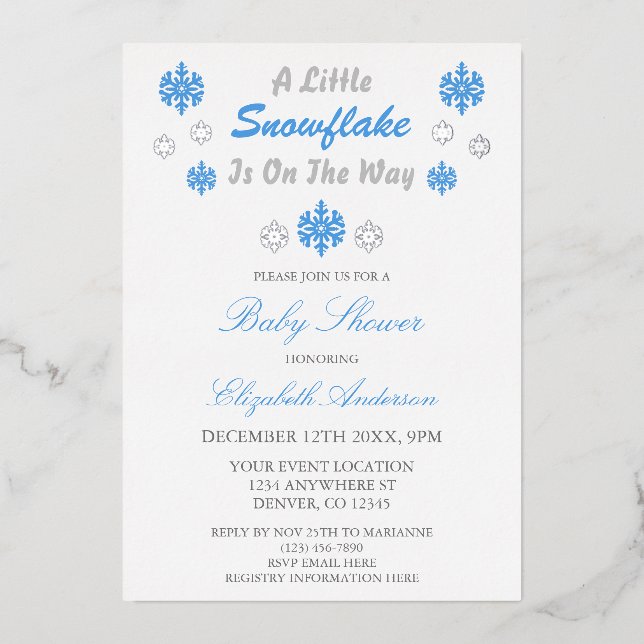 A Little Snowflake Is On The Way Baby Shower (Front)