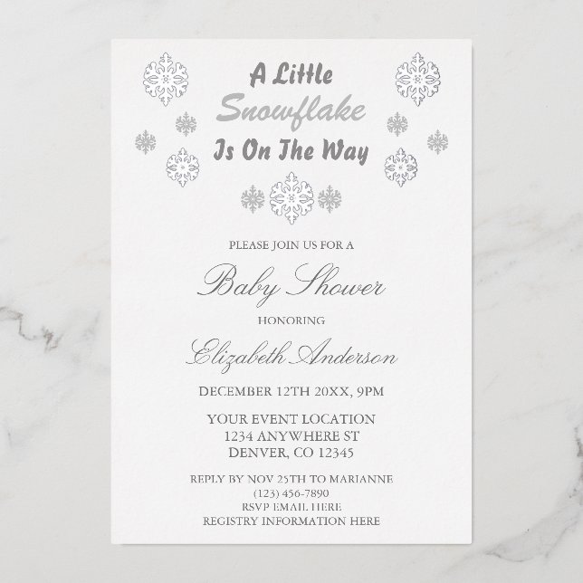 A Little Snowflake Is On The Way Baby Shower (Front)
