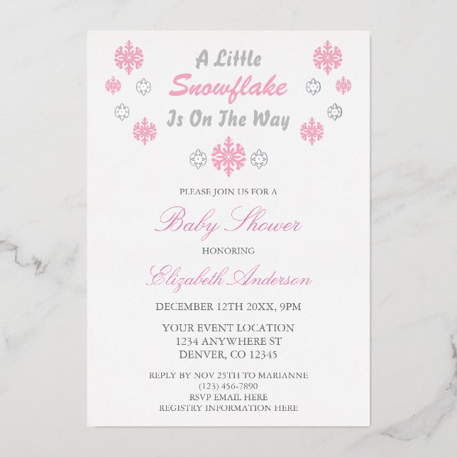 A Little Snowflake Is On The Way Baby Shower (Front)
