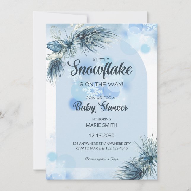 A Little Snowflake is on the Way Baby Shower Invitation (Front)