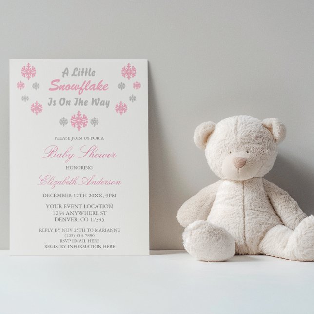 A Little Snowflake Is On The Way Baby Shower Invitation (Creator Uploaded)