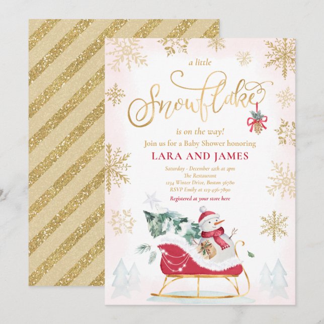 A Little Snowflake Is On The Way Baby Shower  Invitation (Front/Back)
