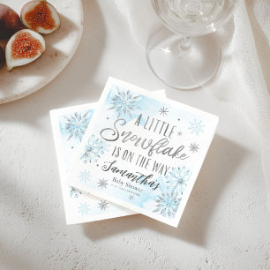 A little snowflake is on the way boy baby shower napkin