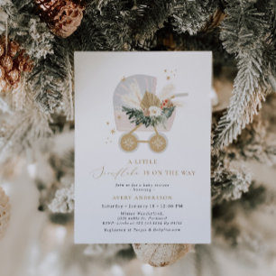 A Little Snowflake Is On The Way Girl Baby Shower Invitation