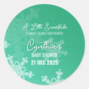 A Little Snowflake Minimalist Emerald Pattern  Classic Round Sticker
