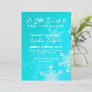 A Little Snowflake Minimalist Light Blue Pattern Invitation