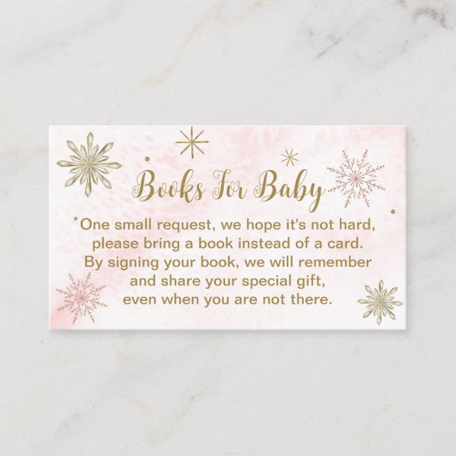 A little Snowflake Pink Baby Shower Enclosure Card (Front)