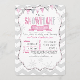 A Little Snowflake Pink Baby Shower Invitation