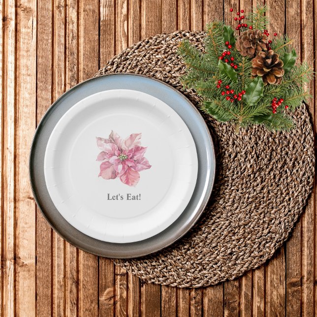 A little snowflake pink poinsettia lets eat  paper plate (Creator Uploaded)