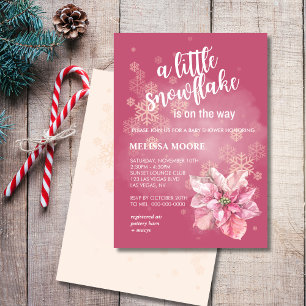 A Little snowflake pink snowflake pink poinsettia Invitation