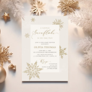 A Little Snowflake Soft Neutral Baby Shower Invitation