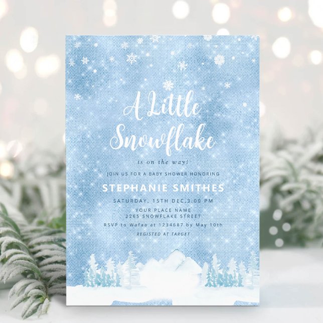 A Little Snowflake Sprinkle Winter Boy Baby Shower Invitation (Creator Uploaded)