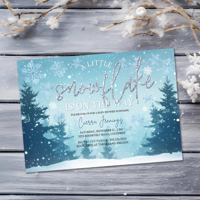 A Little Snowflake Winter Baby Shower  Invitation (Creator Uploaded)