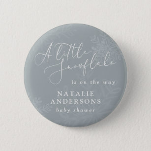 A little snowflake winter baby shower party  6 cm round badge