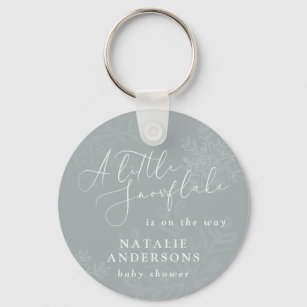 A little snowflake winter baby shower party  key ring