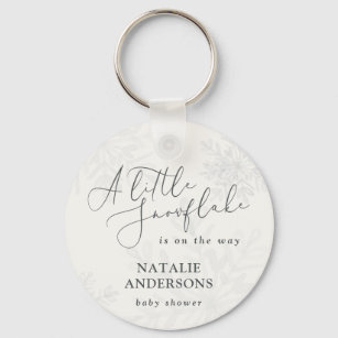 A little snowflake winter baby shower party key ring