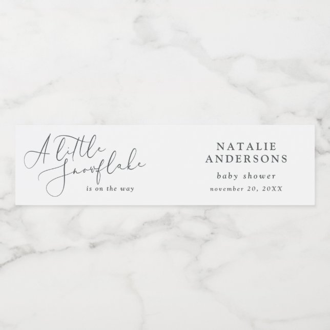 A little snowflake winter baby shower party  water bottle label (Single Label)