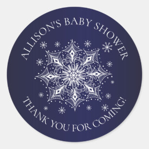 A Little Snowflake Winter Baby Thank You Shower Classic Round Sticker