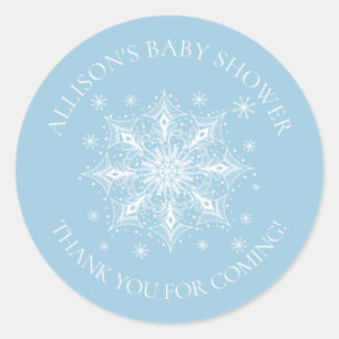 A Little Snowflake Winter Baby Thank You Shower Classic Round Sticker