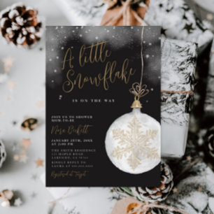 A Little Snowflake Winter Night Baby Shower Invitation